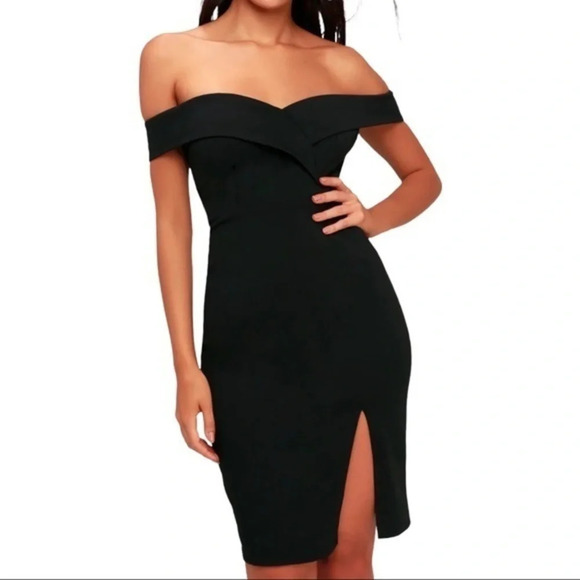 Lulu's Elegant Black Off-Shoulder Dress - Picture 3 of 10